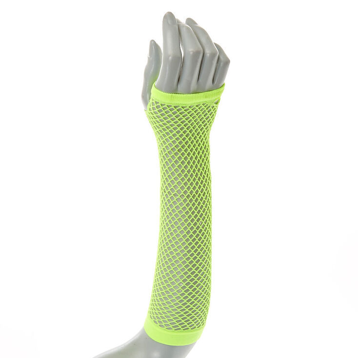 Claire's Mitaines longues en résille jaune fluo