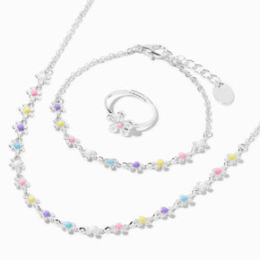 Claire&#39;s Club Silver Daisy Jewelry Set - 3 Pack,