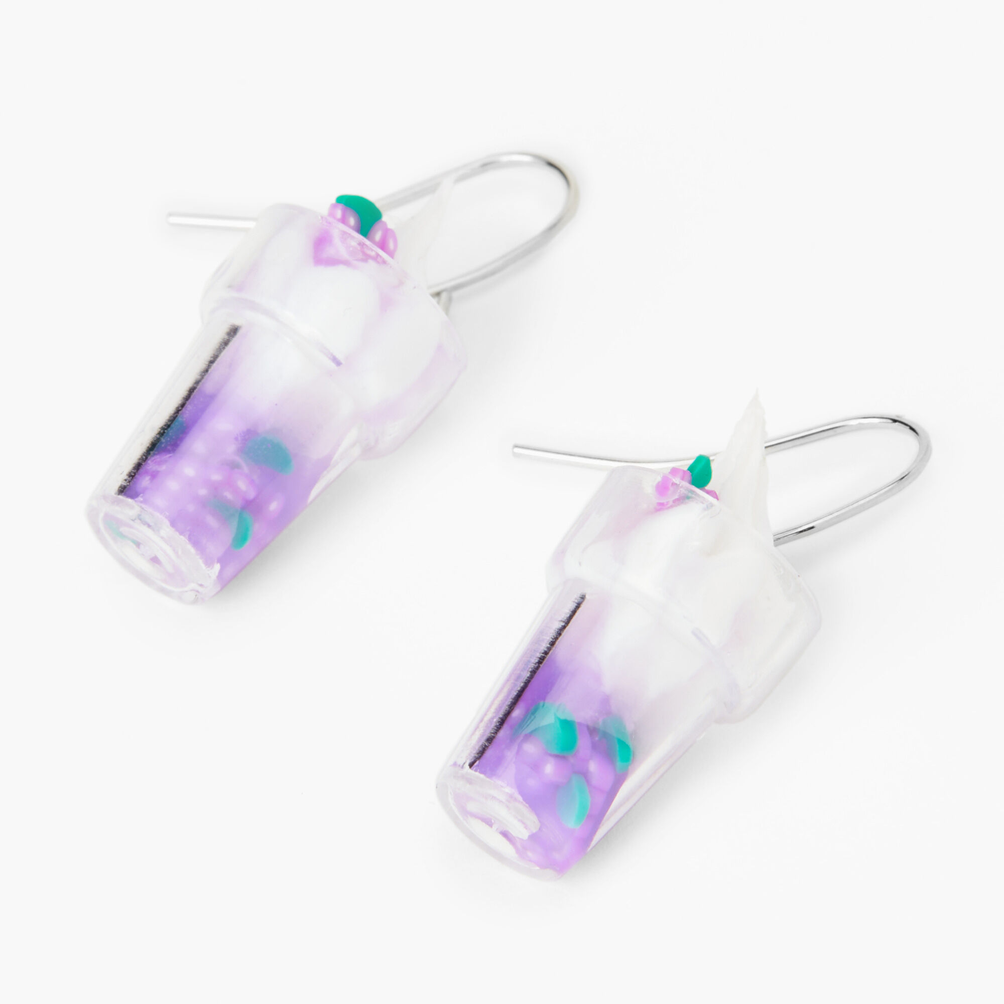 Silver 1 Purple Whip Dessert Drop Earrings
