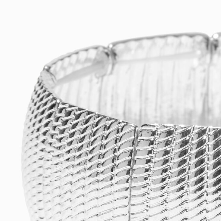 Silver-tone Textured Extended Length Stretch Bracelet ,