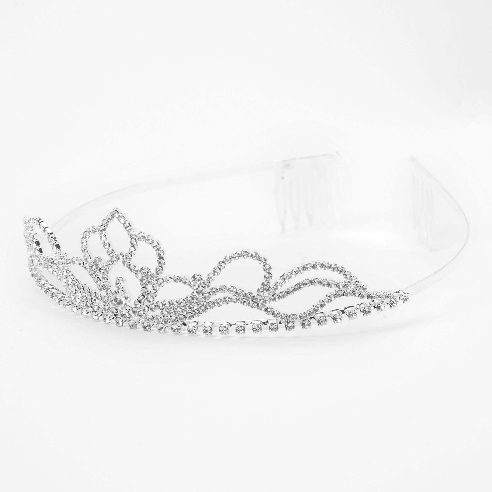 View Claires Tone Rhinestone Mini Lotus Tiara Silver information