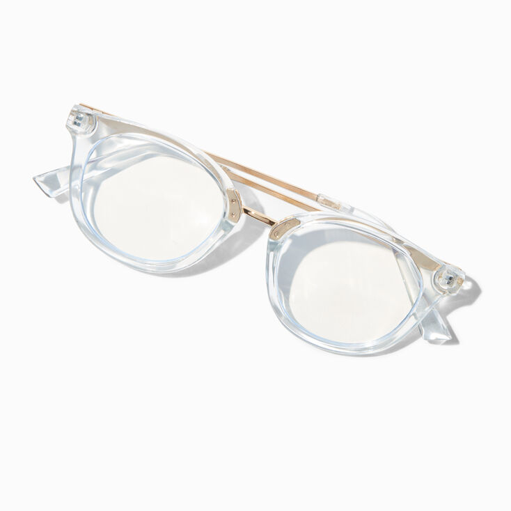 Solar Blue Light Reducing Clear Metal Oval Clear Lens Frames,