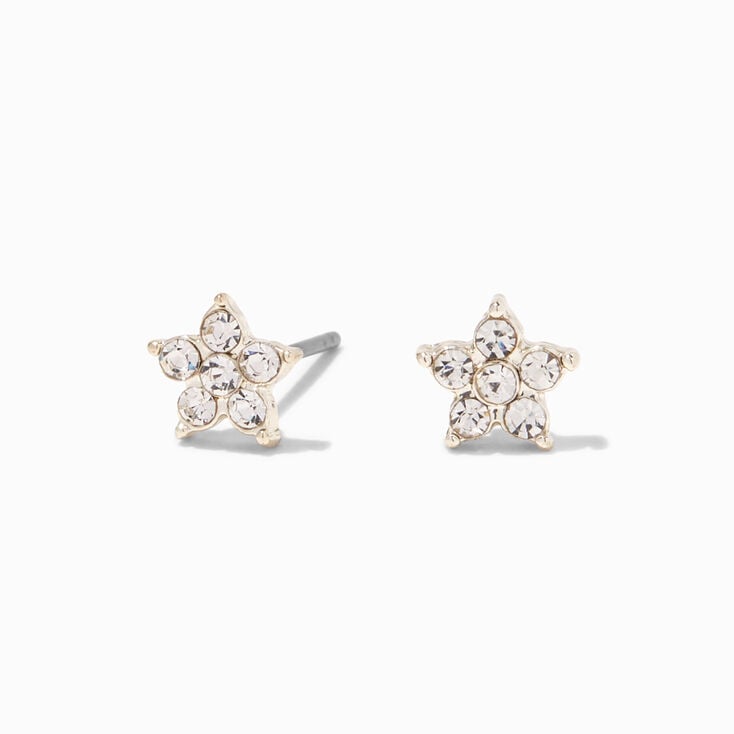 Silver Crystal Flower Stud Earrings,