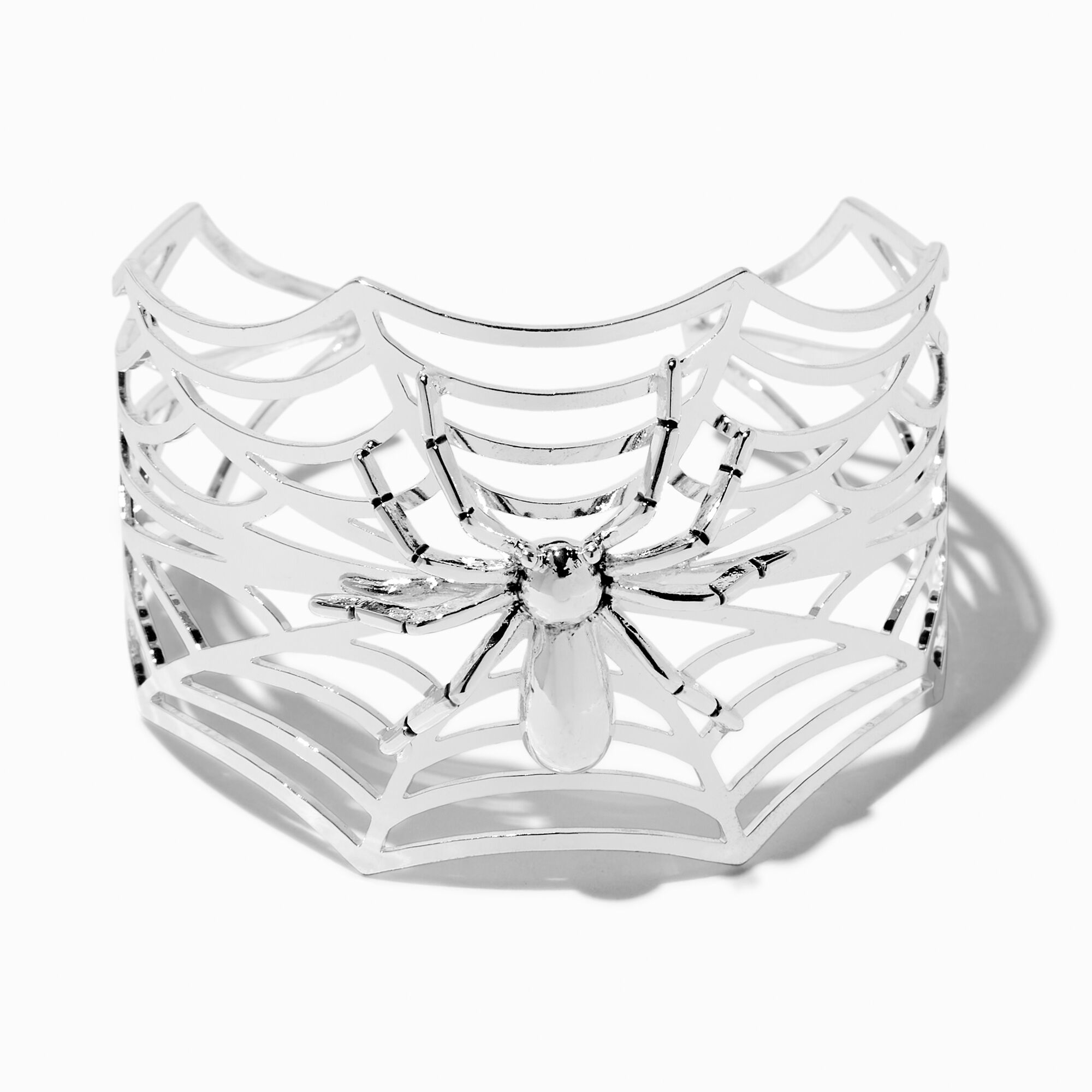 Silver-tone Spiderweb Cuff Bracelet,