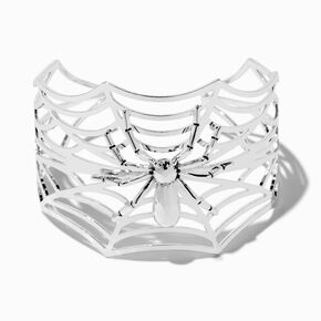 Silver-tone Spiderweb Cuff Bracelet,