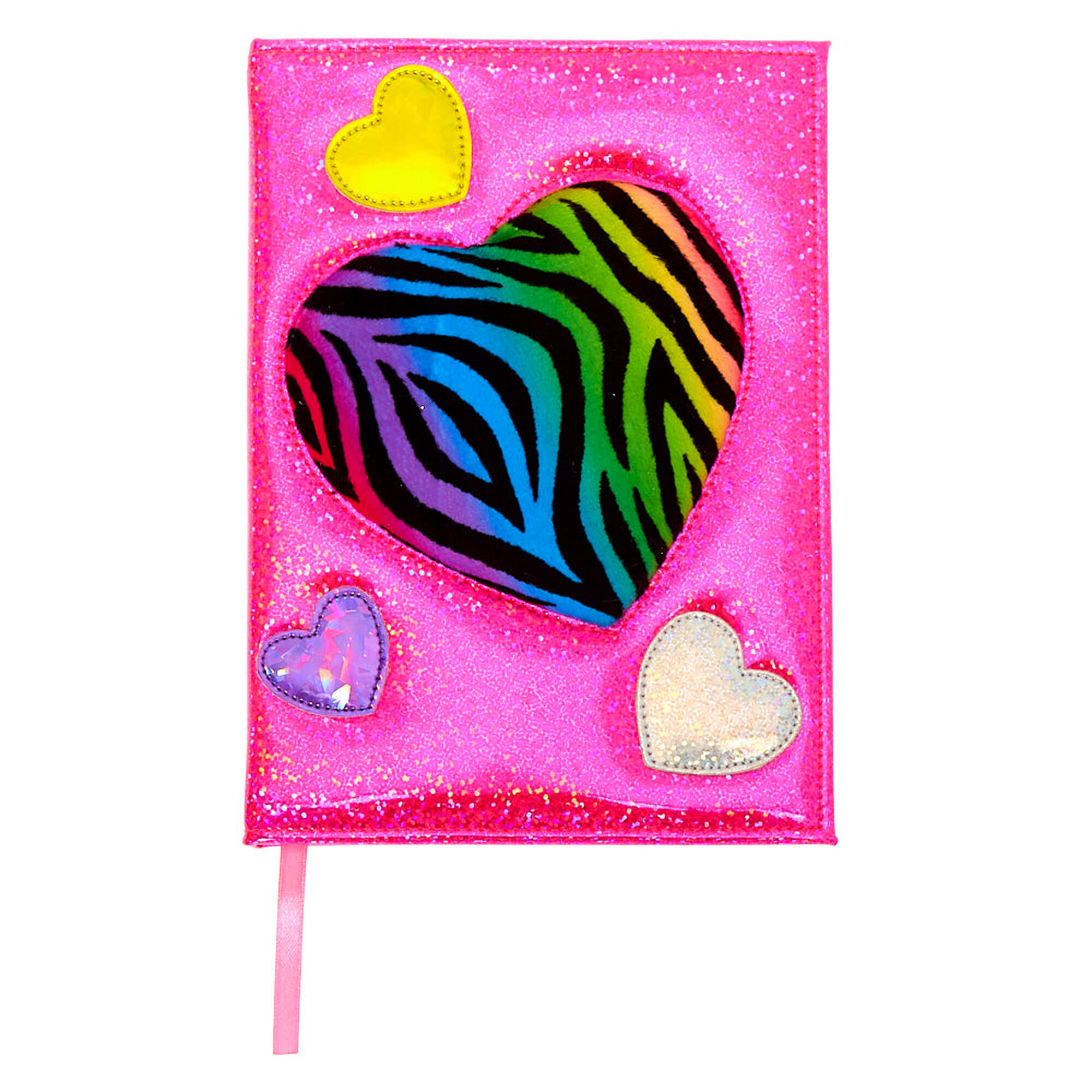 Rainbow Zebra Heart Squish Journal Pink Claire S Us