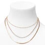 Gold Beaded, Rhinestone &amp; Snake Chain Necklaces - 3 Pack,