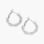 Silver Twisted Braid Hoop Earrings,