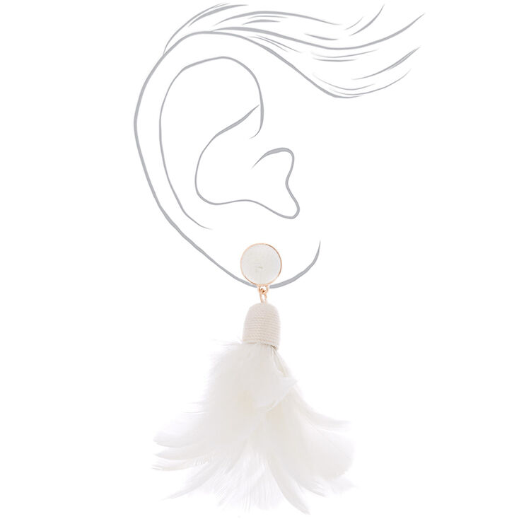 3&quot; Feather Duster Earrings - White,