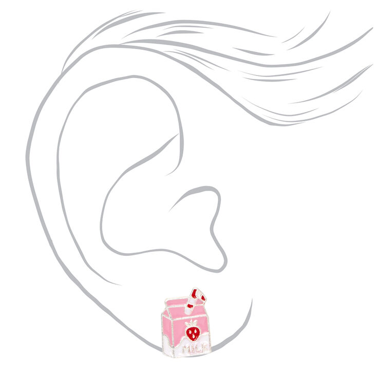 Silver Strawberry Milk Pink Clip-On Earrings,