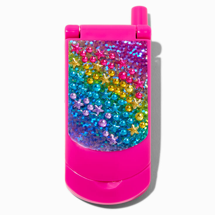Claire&#39;s Club Rainbow Star Bling Flip Phone Lip Gloss Set,