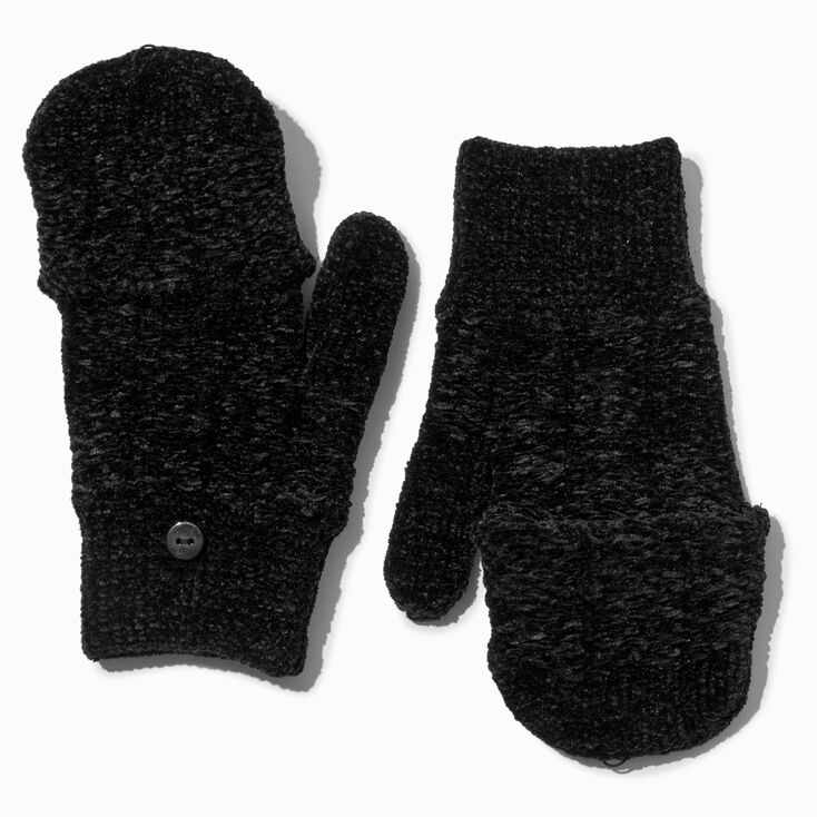 Gants convertibles noirs,