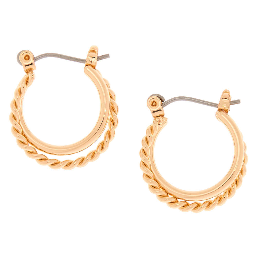 A double feature gold earring shop hoop