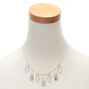 Silver Hammered Stone Statement Necklace - Pink,