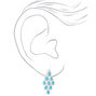 Silver 2&quot; Chandelier Stone Drop Earrings - Turquoise,