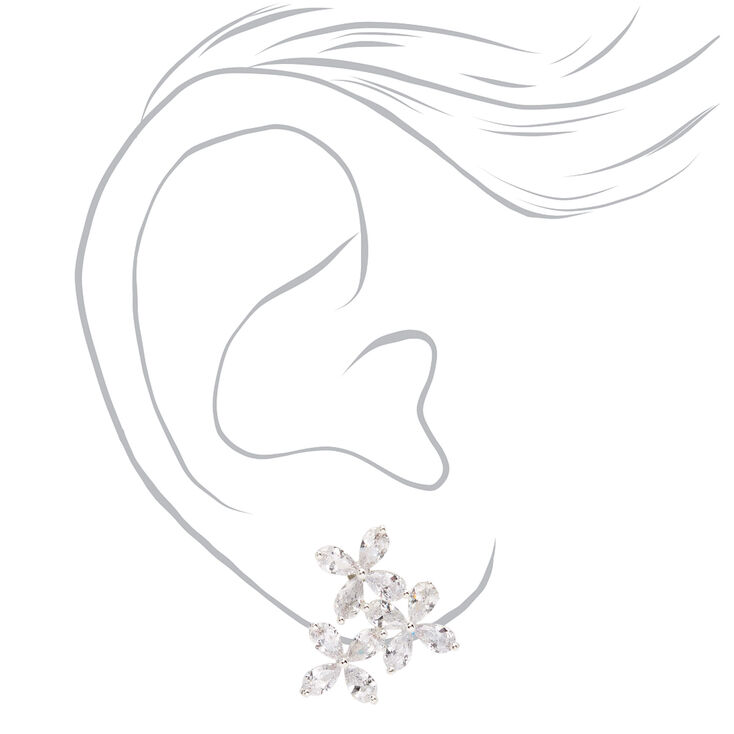 Cubic Zirconia Flower Trio Stud Earrings,