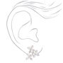 Silver-tone Cubic Zirconia Flower Trio Stud Earrings,