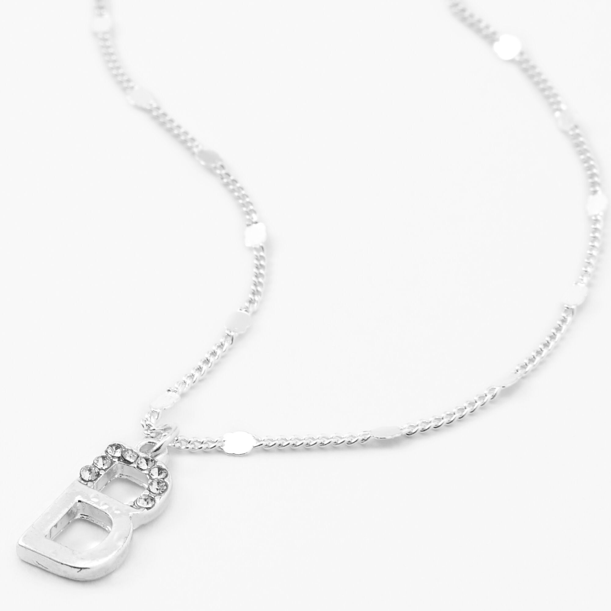 View Claires Tone Half Stone Initial Pendant Necklace B Silver information