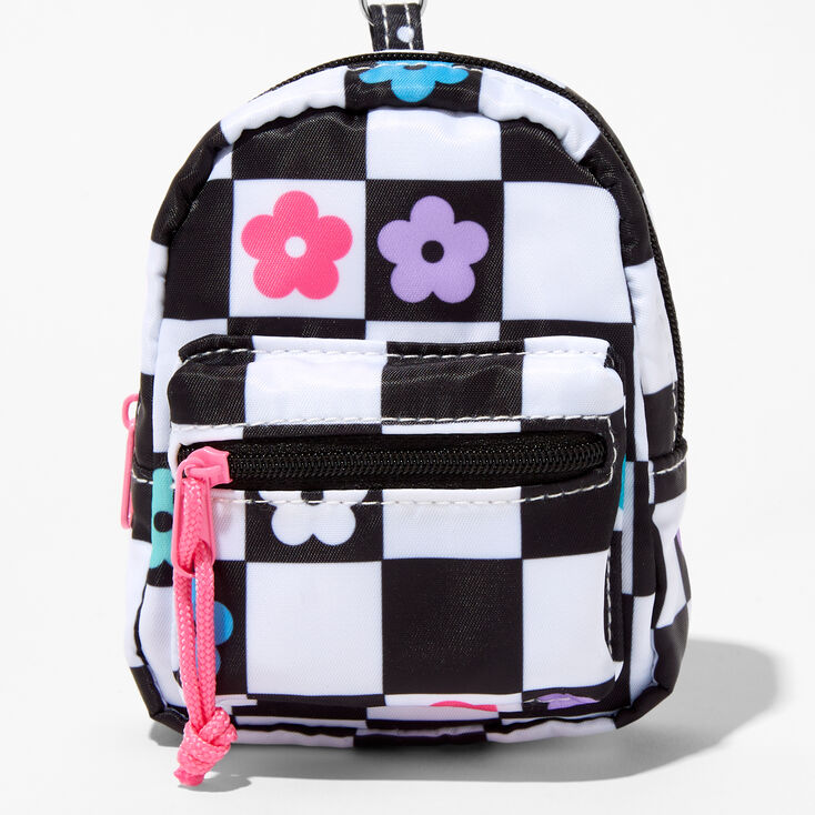 Checkered Daisy Mini Backpack Keychain,