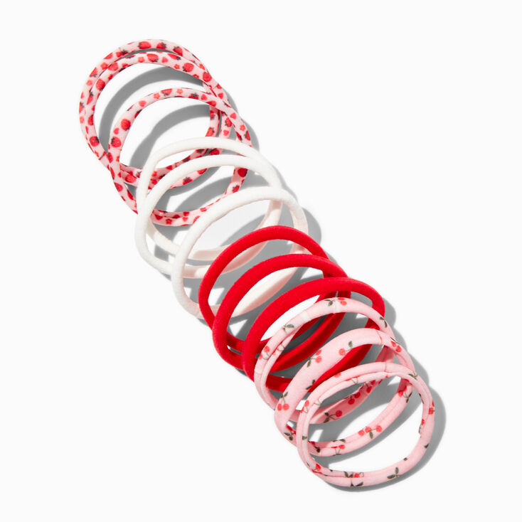 Cherry Time Rolled Hair Ties - 12 Pack,