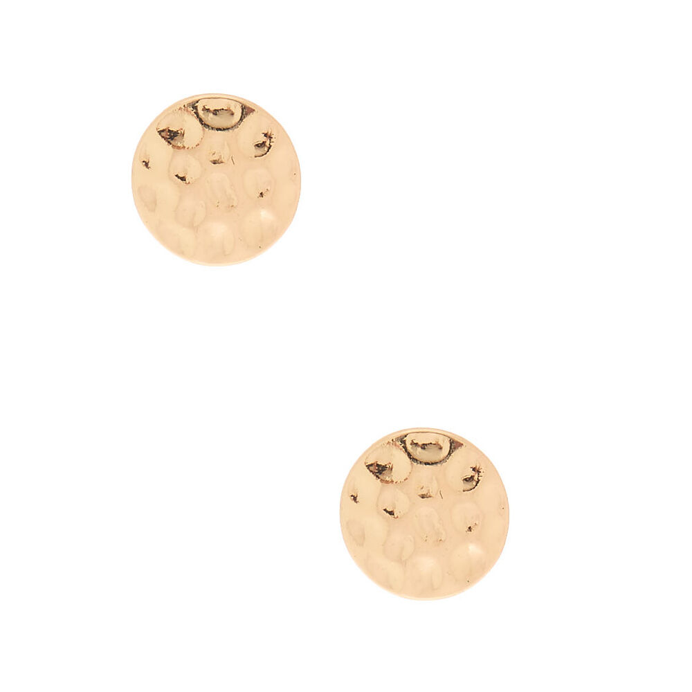 Gold Hammered Stud Earrings,
