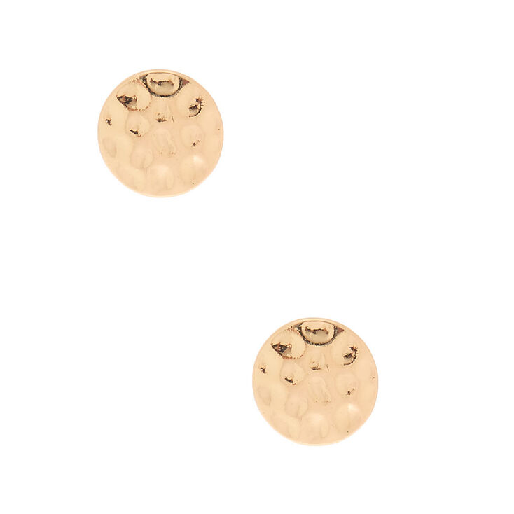 Gold Hammered Stud Earrings,