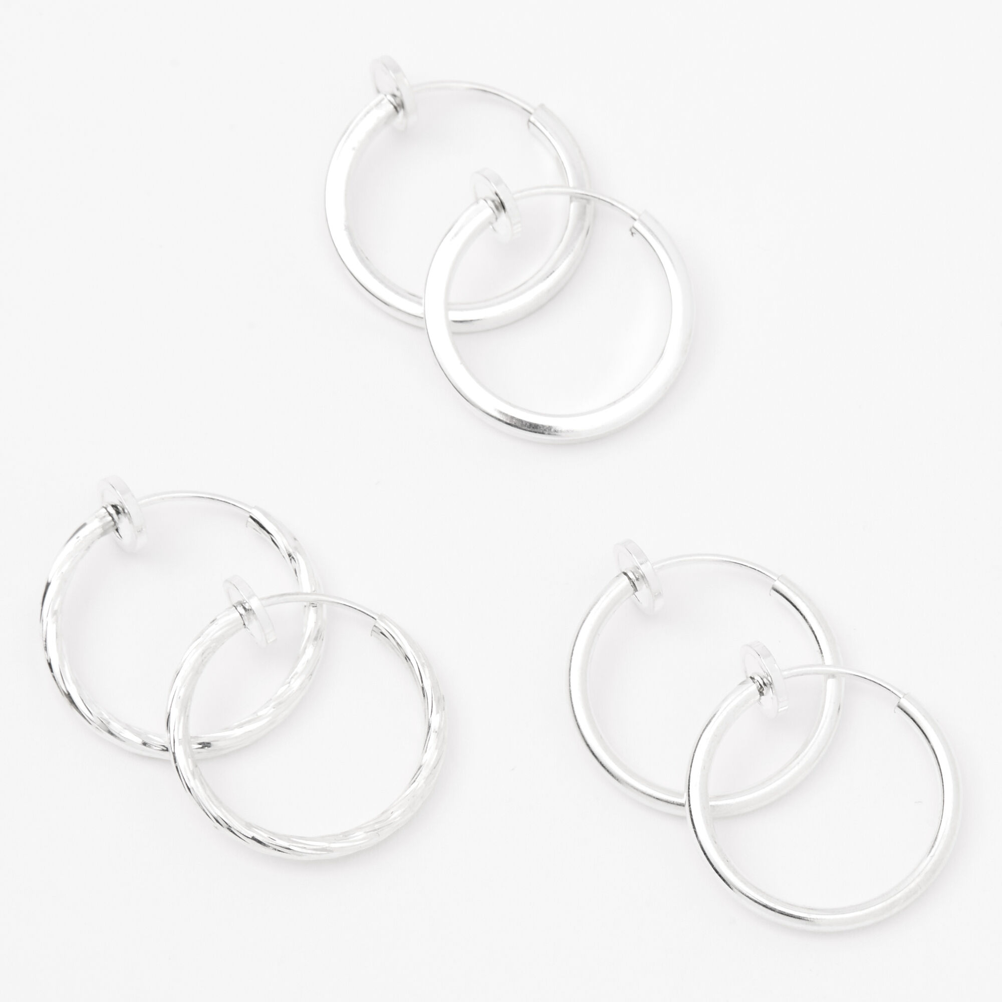 Sterling silver clip on hoop earrings top