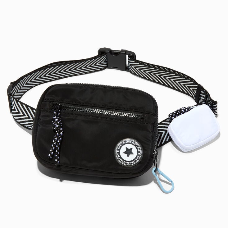 Black Sporty Chevron Bum Bag,