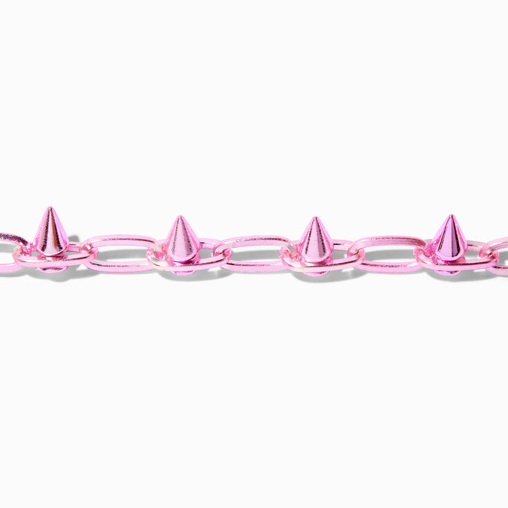 Pink Spike Paperclip Chain Bracelet,