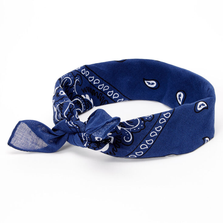 Navy Blue Paisley Bandana Headwrap,