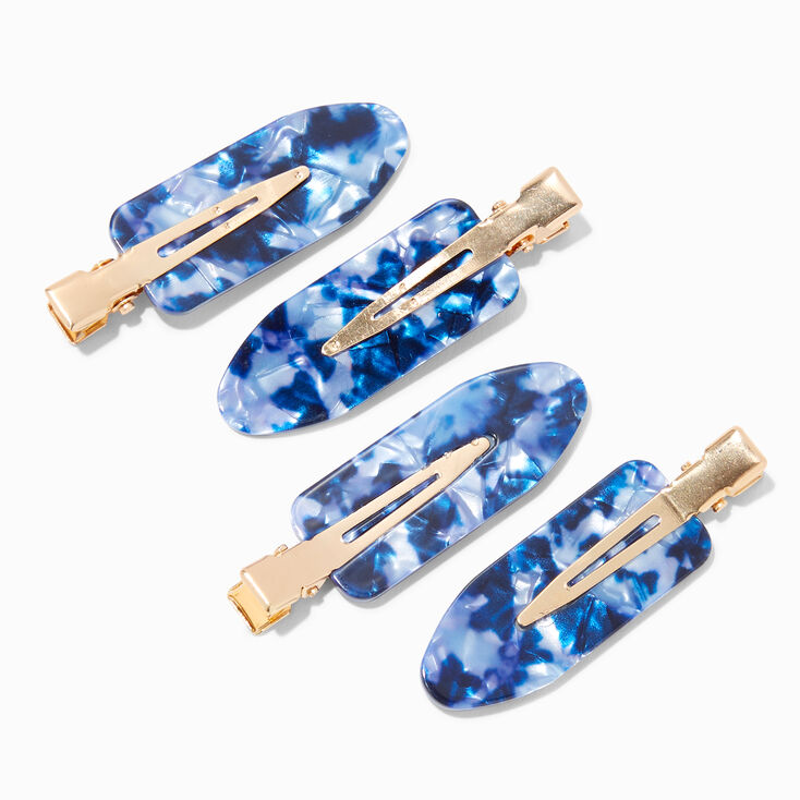 Blue Tortoiseshell No Crease Hair Styling Clips - 4 Pack,