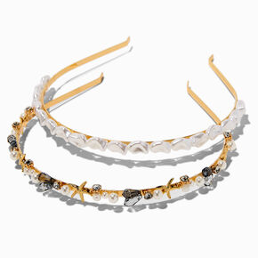 Pearl &amp; Gemstone Beachy Headbands - 2 Pack,