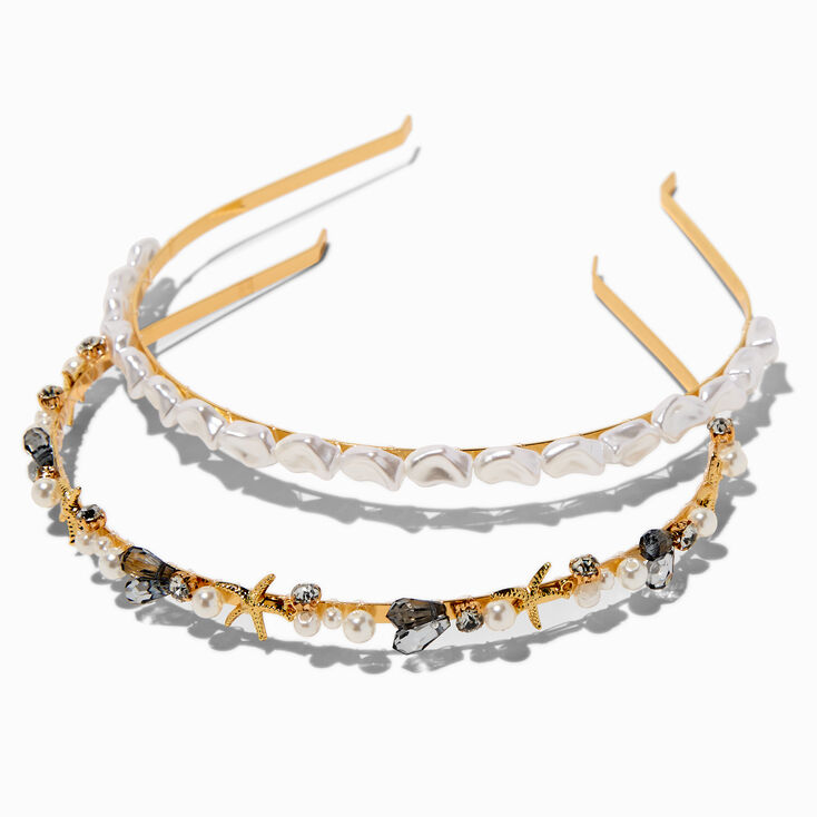 Pearl &amp; Gemstone Beachy Headbands - 2 Pack,