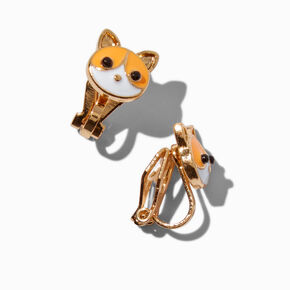 Orange Tabby Cat Clip-On Earrings,