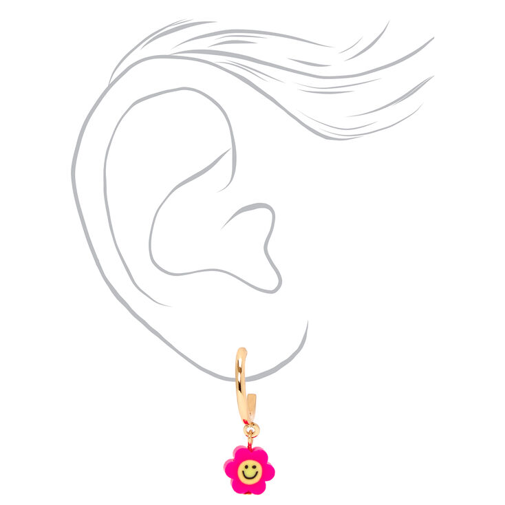 Gold &amp; Pink Happy Face Hoops &amp; Ear Cuffs Set &#40;4 Pack&#41;,