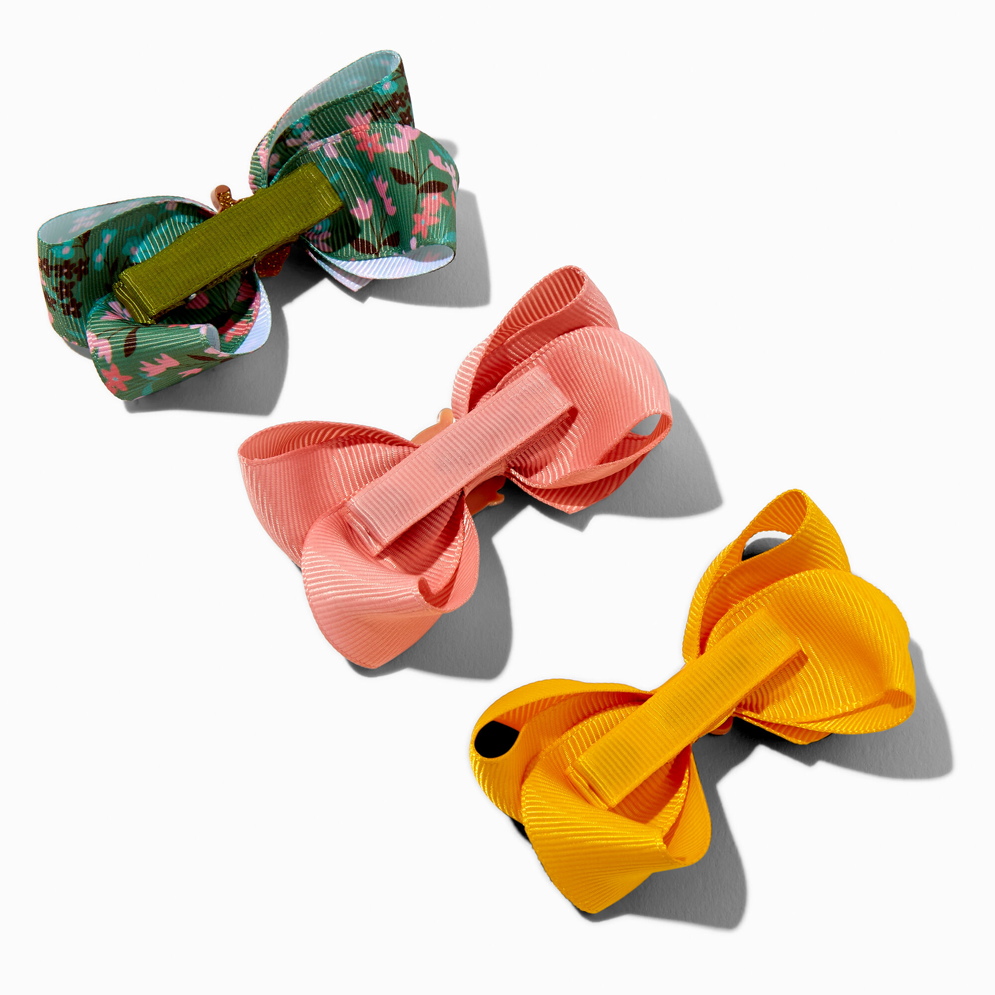 Claire's Club Woodland Glitter Loopy Bow Hair Clips - 3 Pack,