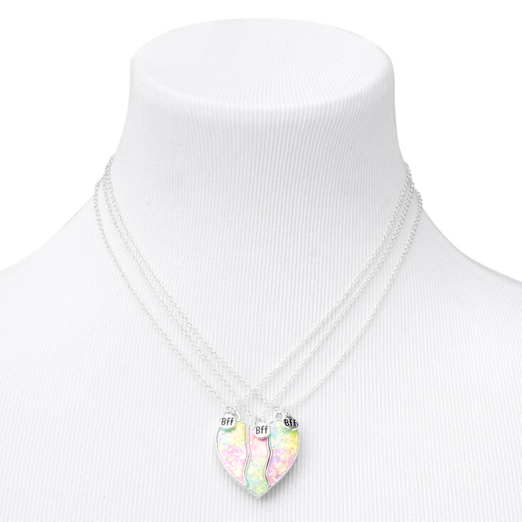 Best Friends Neon Ombre Split Heart Pendant Necklaces - 3 Pack,