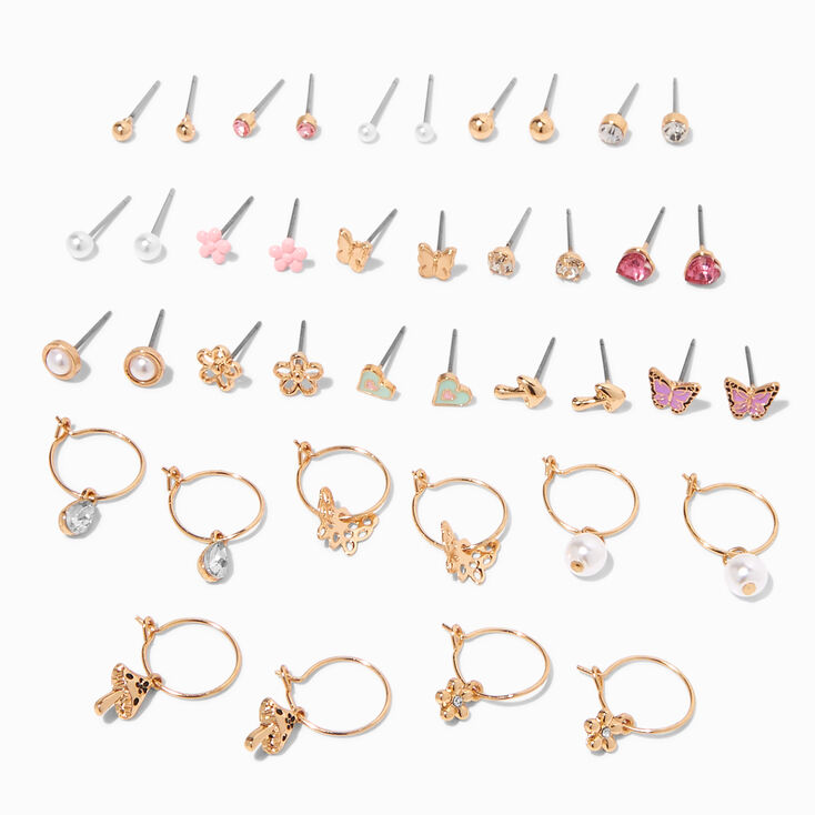Pastel &amp; Gold-tone Charm Earrings Set - 20 Pack,