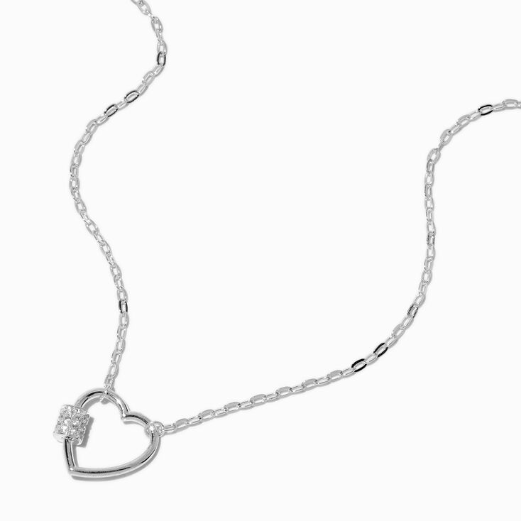 T H E M E x Claire&#39;s Silver-tone Heart Carabiner Necklace,
