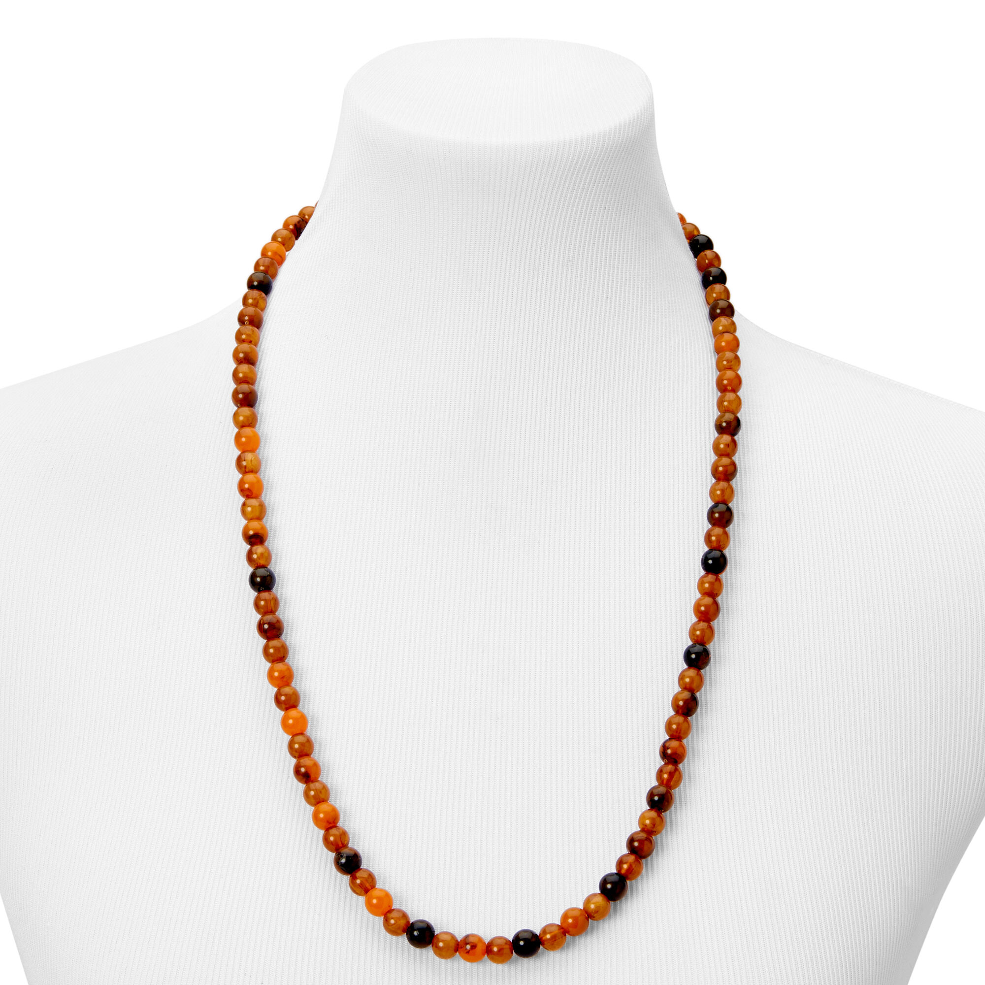 Orange & Brown 8mm Beaded Necklace,