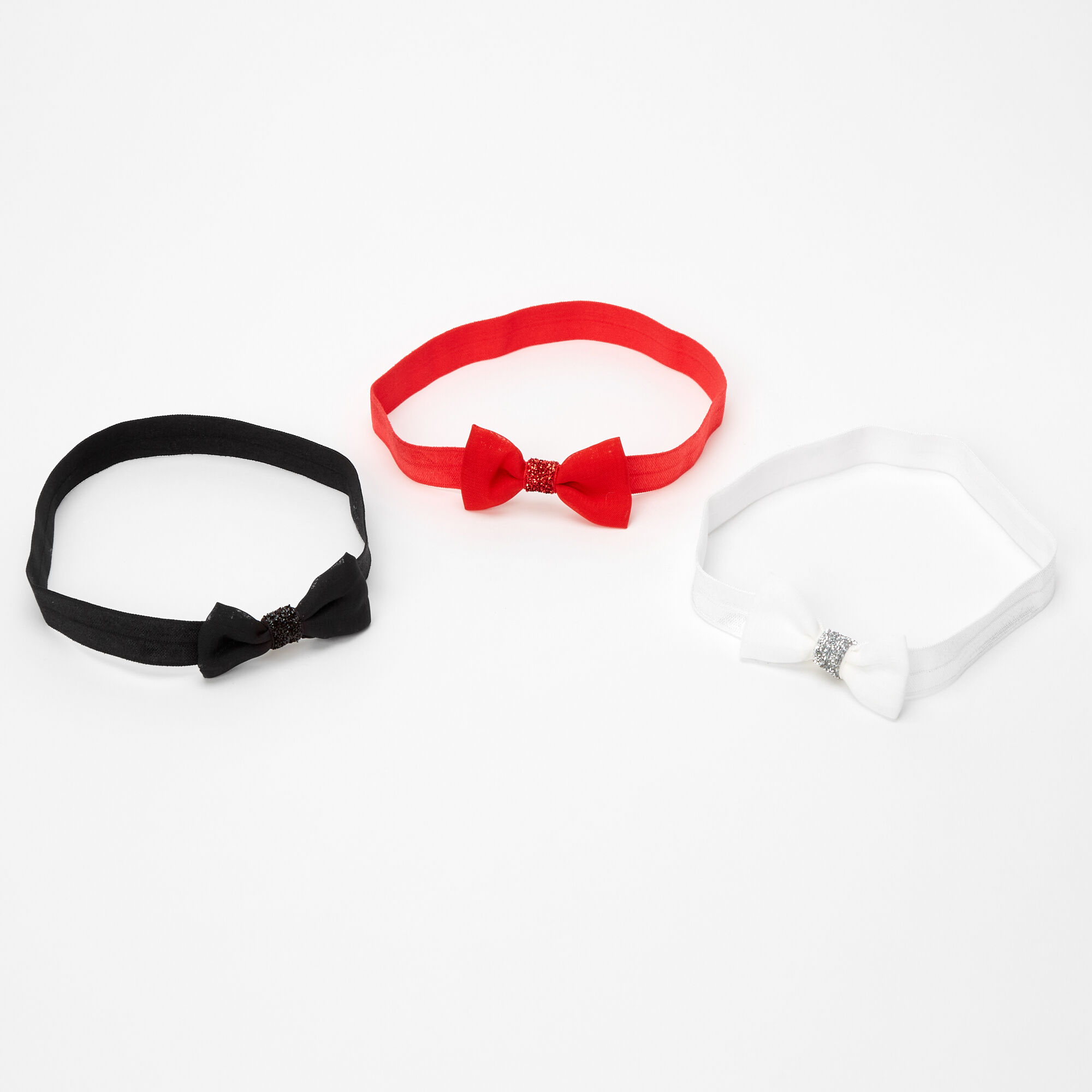 Claire's Club Glitter Bow Headwraps - 3 Pack,