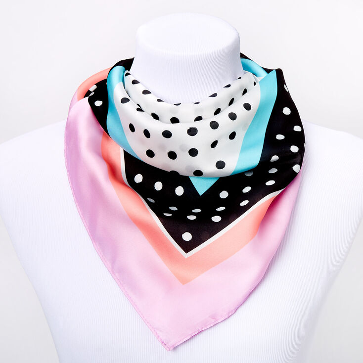 Claire's Écharpe tendance carrée effet satiné à pois créatifs - Violet