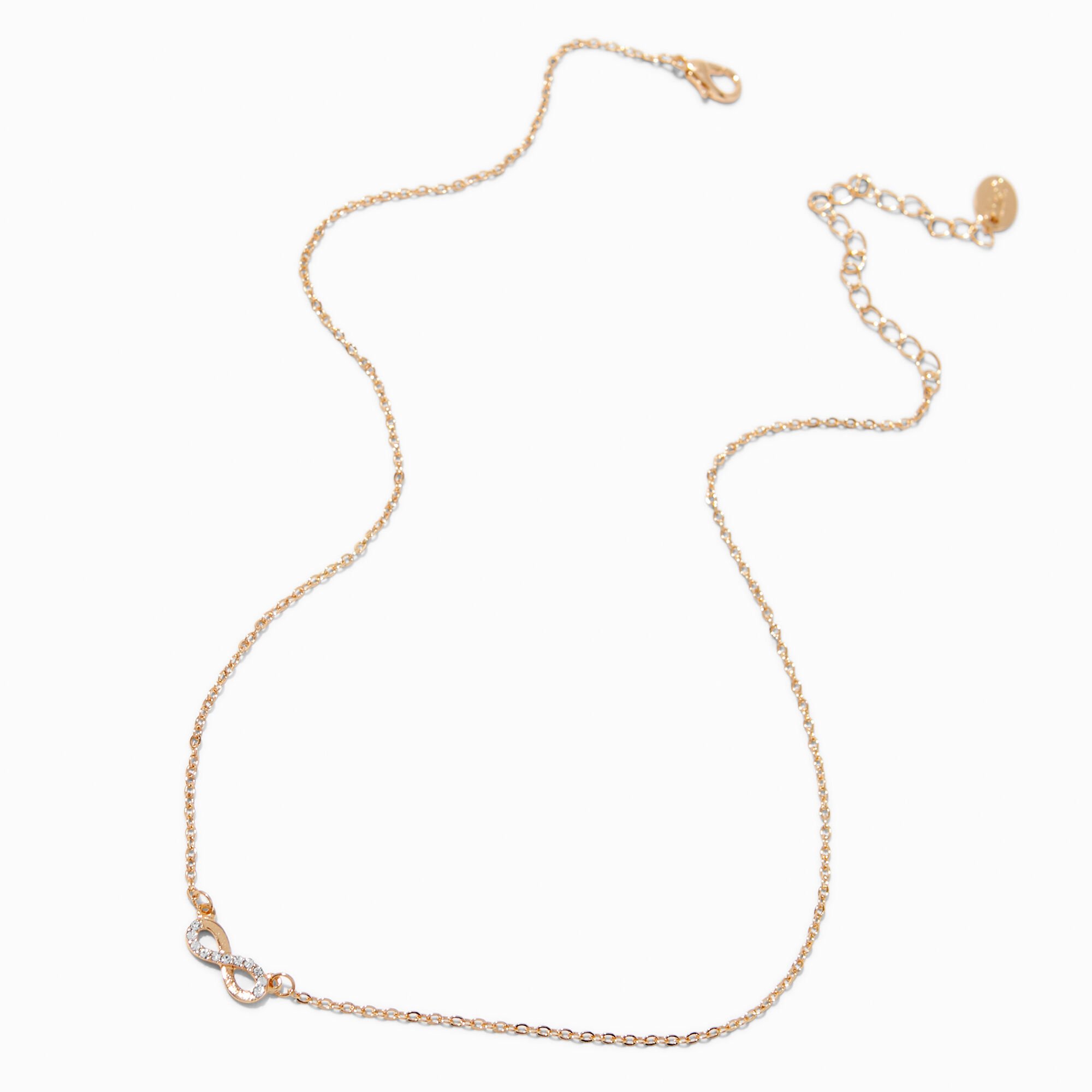 Gold-tone Crystal Infinity Pendant Necklace,