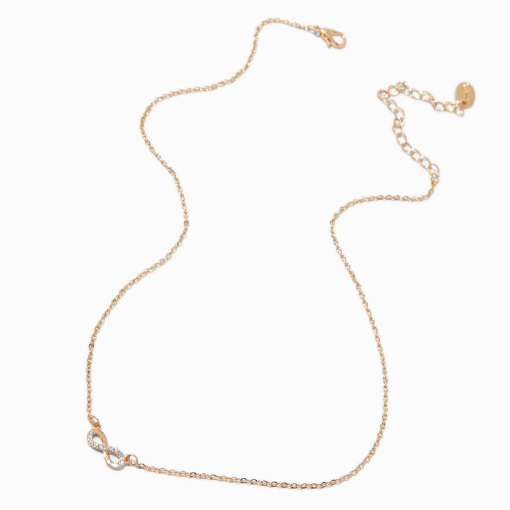 Gold-tone Crystal Infinity Pendant Necklace,