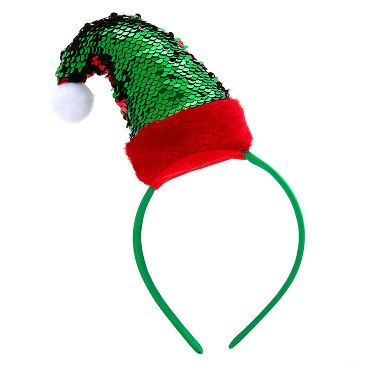 Serre-t&ecirc;te bonnet de lutin &agrave; sequins r&eacute;versibles,