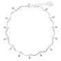 Silver Waved Beading with Rhinestones Anklet,