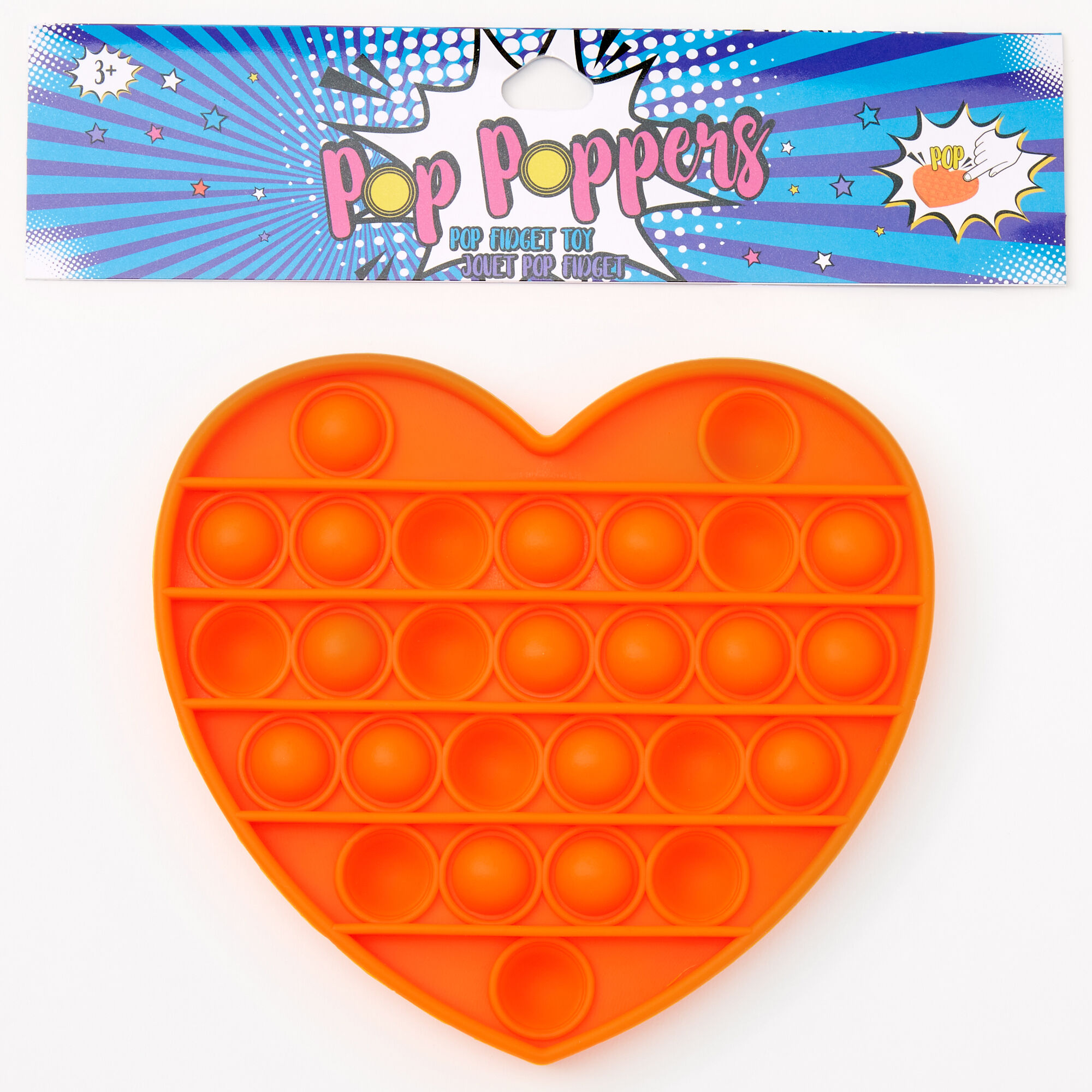 Pop Poppers Heart Fidget Toy – Orange,