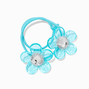 Claire&#39;s Club Jewel Tone Glitter Flower Hair Ties - 4 Pack,