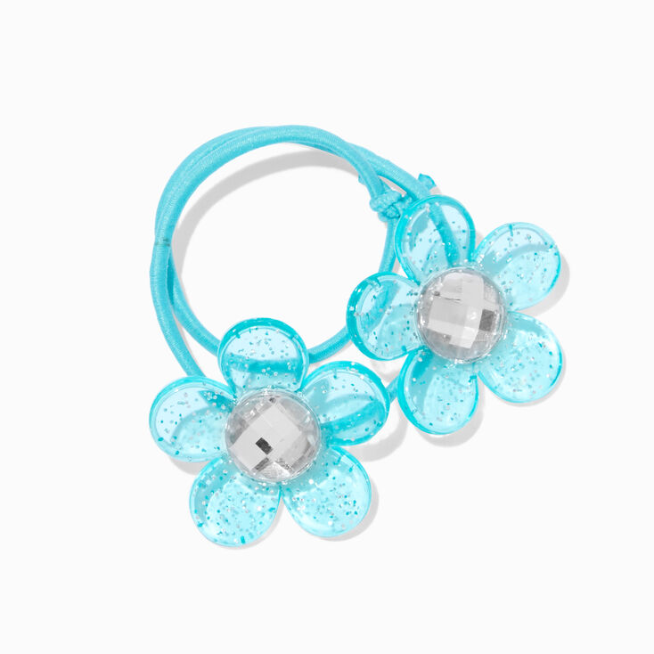 Claire&#39;s Club Jewel Tone Glitter Flower Hair Ties - 4 Pack,