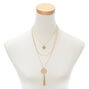 Collier multi-rangs &agrave; m&eacute;daillon &agrave; motif en filigrane couleur dor&eacute;,